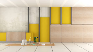 during renovation interior yellow walls